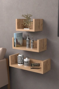 Dekoratif Ceviz U Duvar Rafı Şık Ve Modern Raf Tasarımı