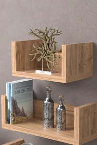 Dekoratif Ceviz U Duvar Rafı Şık Ve Modern Raf Tasarımı