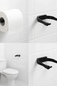 Duvara Monte Siyah Peçetelik Minimal Banyo Aksesuarı