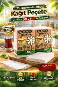 Ecco Green Kağıt Peçete 100’lü 2 Adet 23x25 cm Ekonomik Paket
