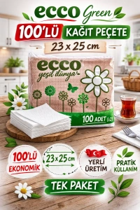 Ecco Green Kağıt Peçete 100’lü 23x25 cm Ekonomik 1 Paket