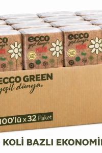 ECCO GREEN Yeşil Dünya Peçete 100’lü 32 Paket Koli Ekonomik Toplu Satış