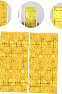 Ekstra Metalize Altın Renk Disko Dikdörtgen Kesim Kapı Perdesi Dekorasyon 1x2 Metre