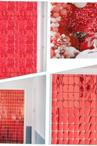 Ekstra Metalize Kırmızı Disko Kapı Perdesi