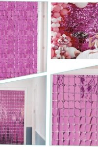 Rose Gold Disko Dikdörtgen Kesim Kapı Perdesi