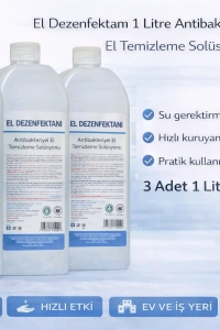 El Dezenfektanı 1 Litre Antibakteriyel El Temizleme Solüsyonu 3 Adet