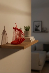 El Formlu İnsan Figürü Kırmızı Modern Dekoratif Biblo Soyut Tasarım 12x18 cm
