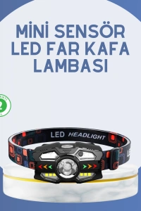 El Sensörlü LED Far Suya Dayanıklı Şarjlı Kafa Lambası