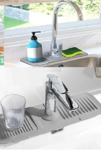 Elastik Mutfak Banyo Musluk Matı Düzenleyici Kaydırmaz Taban Organizer Lavabo Kenar Matı