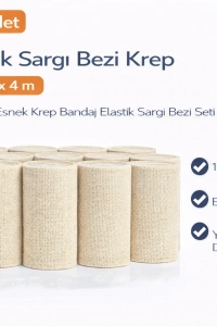 Elastik Sargı Bezi Krep 15 cm x 4 m 10 Adet Esnek Krep Bandaj Elastik Sargı Bezi Seti