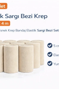 Elastik Sargı Bezi Krep 5 cm x 4 m 10 Adet Esnek Krep Bandaj Elastik Sargı Bezi Seti
