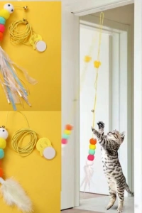 Elastik Yapışkanlı Kedi Oyun Oltası