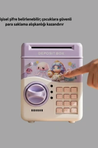 Elektronik Şifreli ATM Görünümlü Çocuk Kumbarası Mor