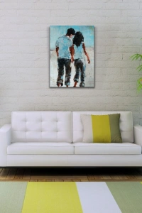 Elele Yürüyen Sevgililer Yağlıboya Kanvas Tablo 50 x 70
