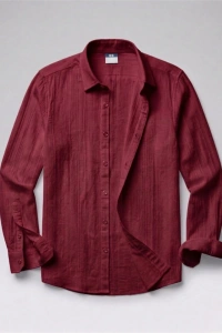 Erkek Armürlü Yarım Oversize Müslin Gömlek