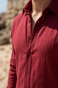 Erkek Armürlü Yarım Oversize Müslin Gömlek