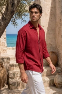 Erkek Armürlü Yarım Oversize Müslin Gömlek