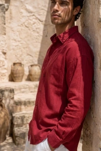 Erkek Armürlü Yarım Oversize Müslin Gömlek