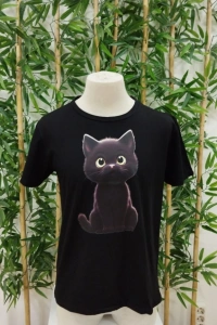 Erkek Bisiklet Yaka Kedi Baskılı Süprem T-shirt