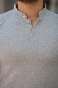 Erkek Hakim Yaka Dokuma Pamuklu Kumaş Kısa Kollu T-shirt