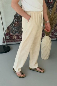 Erkek İthal Yıkamalı Keten Pantolon