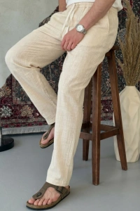 Erkek İthal Yıkamalı Keten Pantolon