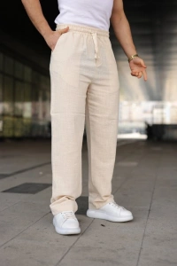 Erkek İthal Yıkamalı Keten Pantolon