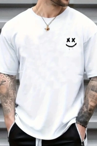 Erkek Kısa Kollu Bisiklet Yaka Baskılı Süprem Tişört