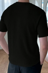 Erkek Kısa Kollu Bisiklet Yaka Triko Tişört