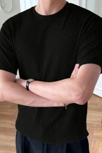 Erkek Kısa Kollu Bisiklet Yaka Triko Tişört