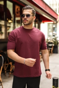 Erkek Kolları Dar Kesim Rahat Kalıp Basic Tişört