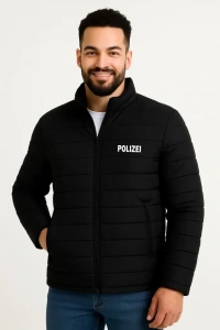 Erkek Mikro Su İtici Kapitone Baskılı Astarlı Fermuarlı Bomber Mont - Siyah