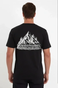 Erkek Nihilist Penguen Temalı Oversize Bisiklet Yaka Tişört - Siyah