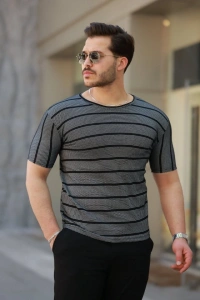 Erkek Petek Desenli Kısa Kollu T-shirt