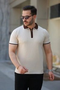 Erkek Renkli Yaka Kısa Kollu Tişört