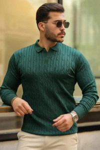 Erkek Saç örgü Desen Uzun Kollu Triko