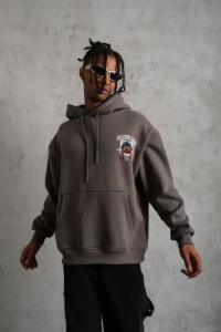 Erkek SCHOOL BOY Baskılı Kapüşonlu Sweat - Gri