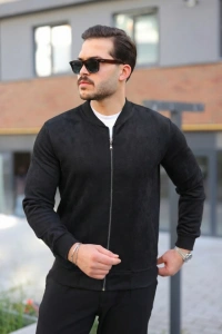 Erkek Scuba Süet Kumaş Bomber Hırka