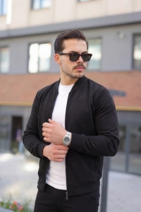 Erkek Scuba Süet Kumaş Bomber Hırka