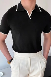 Erkek Uzun Kollu Yakalı Triko Bluz