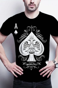 Erkekkısa Kollu Yuvarlak Yaka Desenli Viskon T-shirt