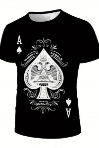 Erkekkısa Kollu Yuvarlak Yaka Desenli Viskon T-shirt