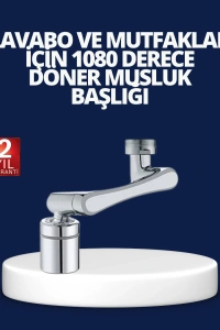 Esnek 1080° Musluk Başlığı 3 Eklemli Hareketli Su Modlu Lavabo Aparatı