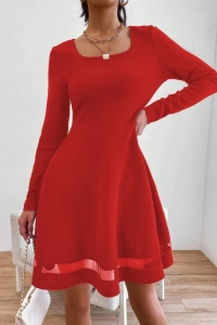 Etek Tül Detay Krep Elbise