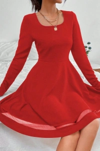 Etek Tül Detay Krep Elbise