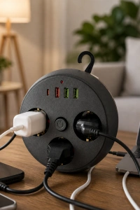Ev Ofis İçin Çoklu Priz 3 Priz 3 USB Type C Güvenli Enerji Yönetimi
