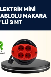 Ev ve Ofis İçin 3 Metre Kablolu 4 Priz Makarası
