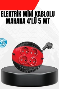 Ev ve Ofis İçin 5 Metre Kablolu 4 Priz Makarası