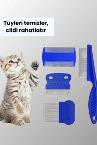 Evcil Hayvan Bakımı İçin Dayanıklı ve Çok Amaçlı Tarak Seti (4 Parça)