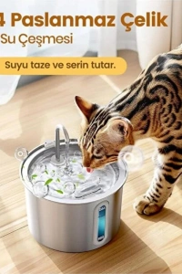 Evcil Hayvan Su Pınarı - Paslanmaz Çelik - 2.2 Litre Kapasite